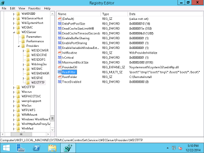 RegEdit WDSTFTP